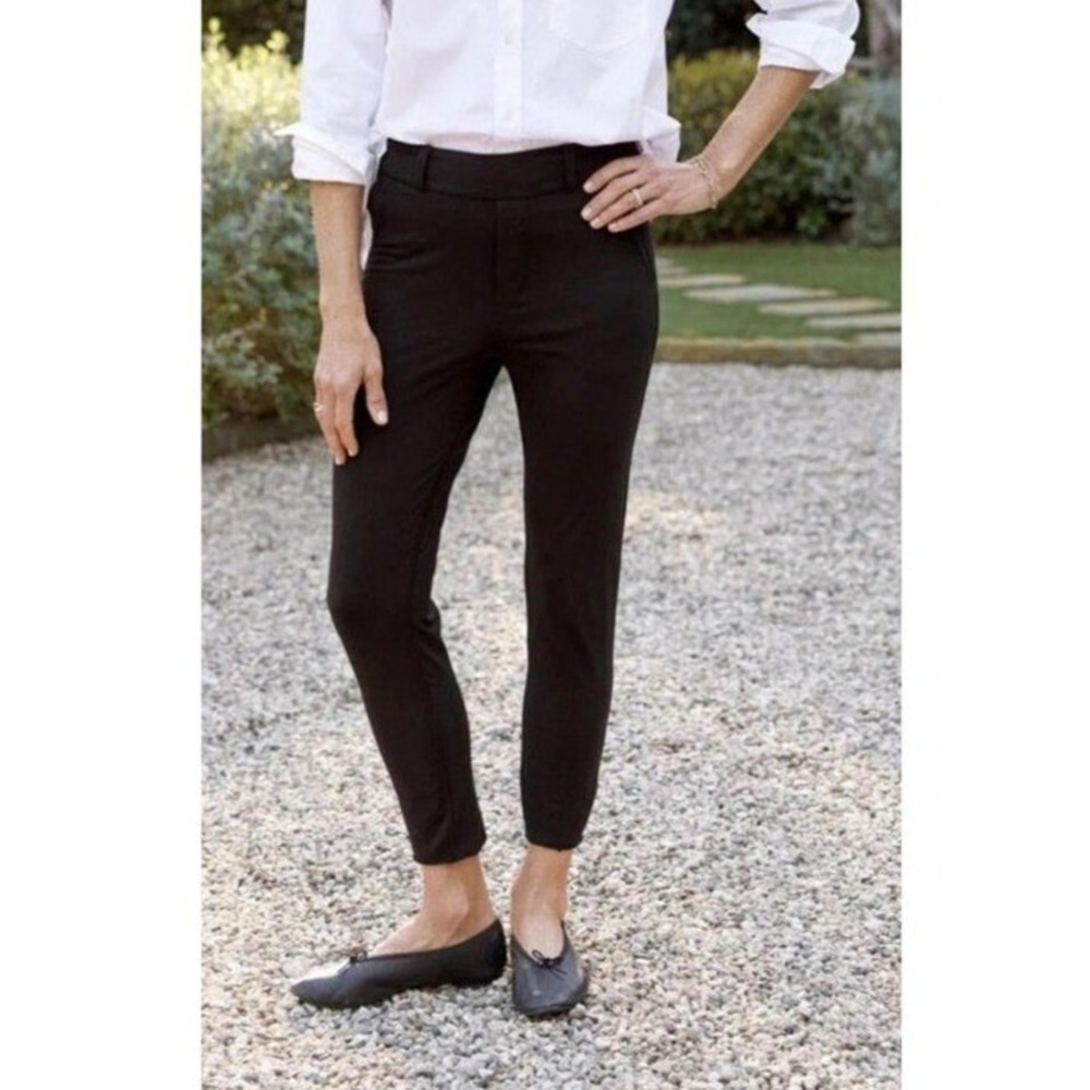 Frank & Eileen Murphy Cropped Trouser Pants Size Medium Black Stretch Slim‎ Fit